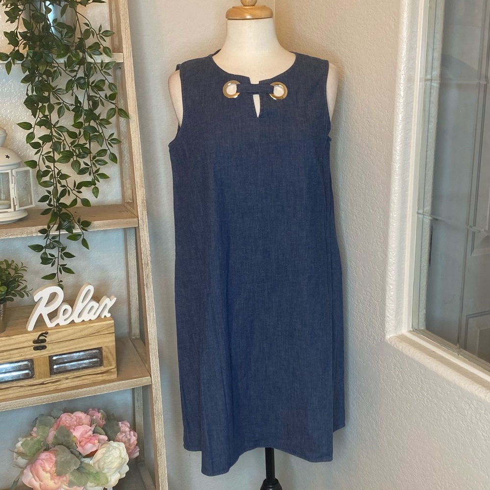 🆕Anne Klein dark wash denim sleeveless dress